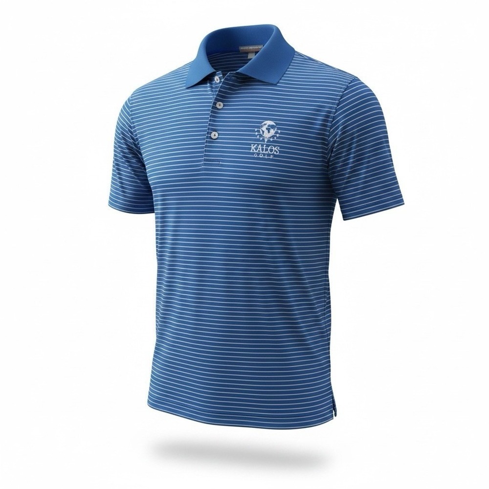 Kalo's Golf Course Peter Millar Summer Comfort L XL Polo Blue White Striped